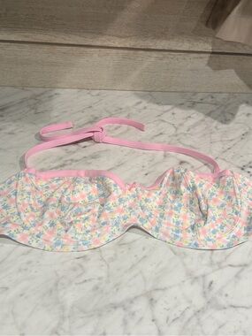 PINK Victoria's Secret Pastel Floral Bandeau Bikini Top - Pink Trim